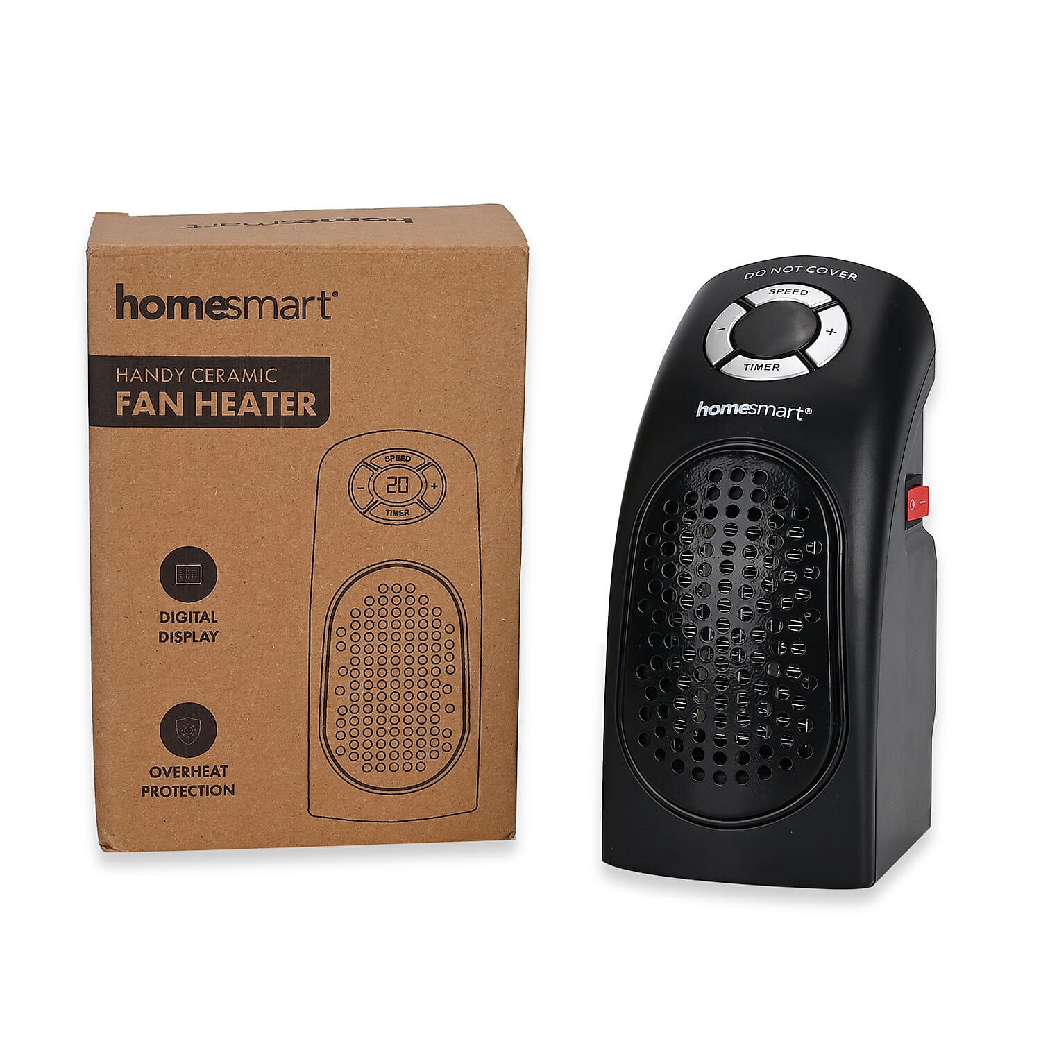 BARGAIN ALERT - Homesmart Ceramic Plug In Fan Heater with Temperature & Timer Control  (Power 400W) - Black