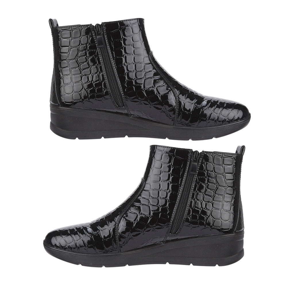 Ladies Croc Patten Chelsea Boots (Size 5) - Black_7929770_2