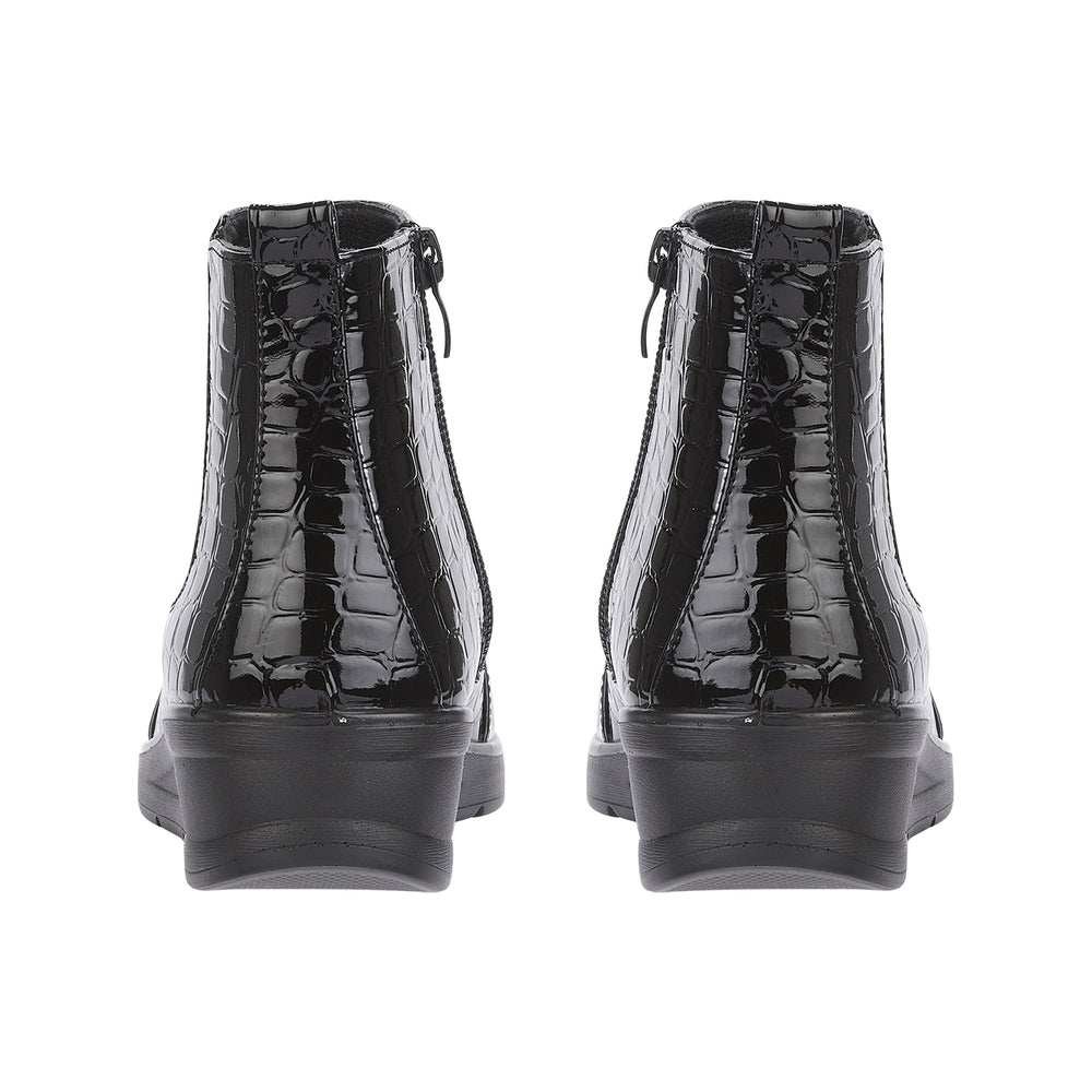 Ladies Croc Patten Chelsea Boots (Size 5) - Black_7929770_3