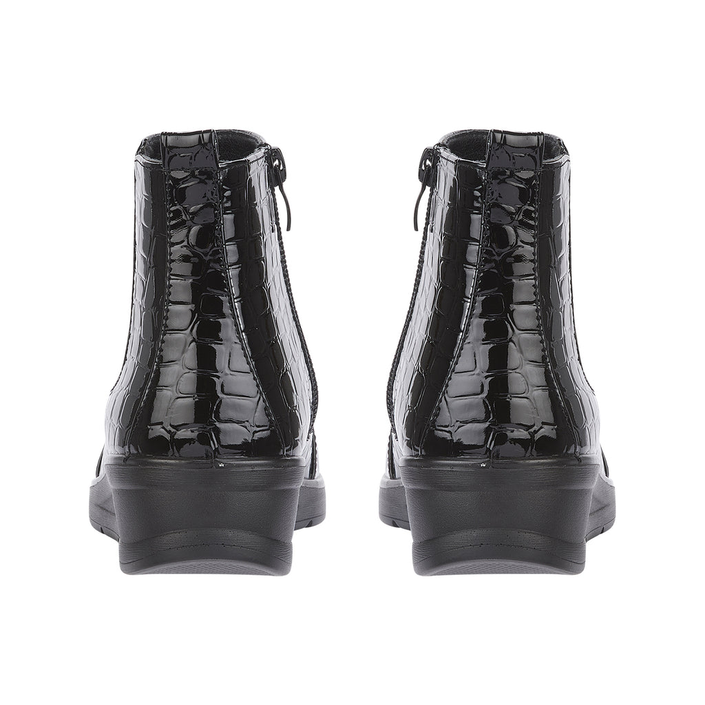 Ladies Croc Patten Chelsea Boots (Size 7) - Black_7929772_3