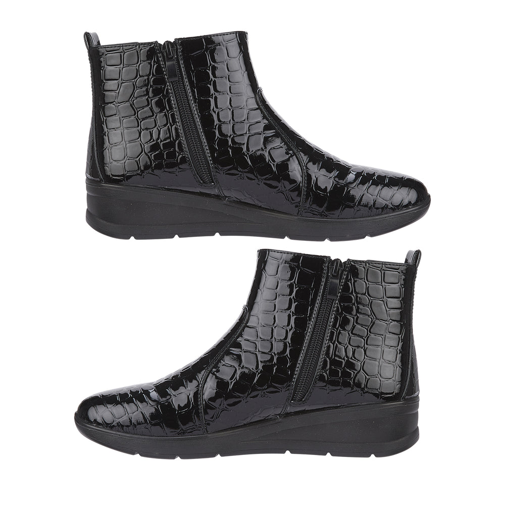 Ladies Croc Patten Chelsea Boots (Size 8) - Black_7929773_2