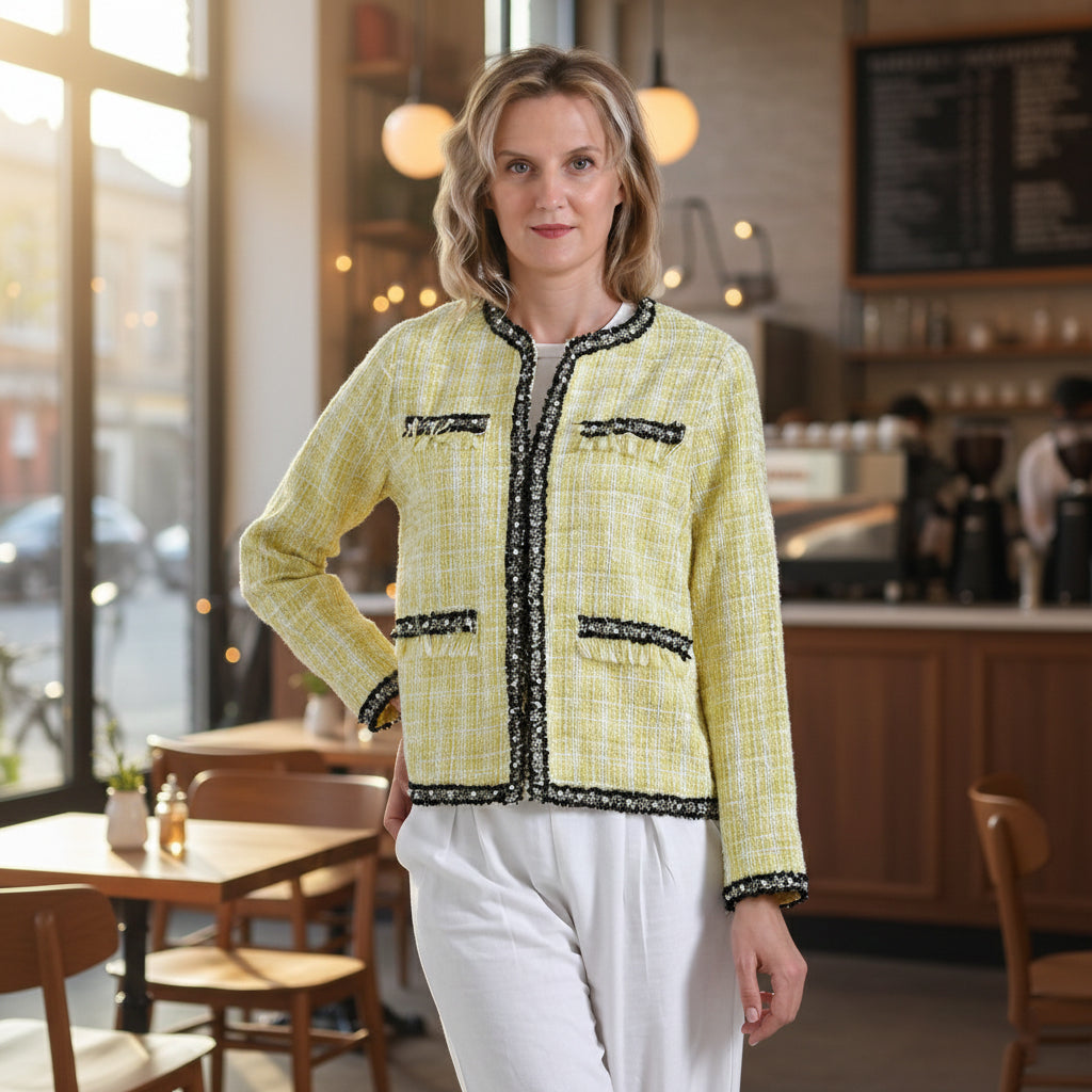 La Marey Classic Twill Jacket with Decorative Pockets (Size XL, 20-22) - Yellow_7932570_1