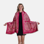 Closeout Deal Super Soft Shawl (One Size) - Red Based with Multi Flowers