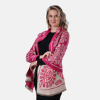 Closeout Deal Super Soft Shawl (One Size) - Red Based with Multi Flowers