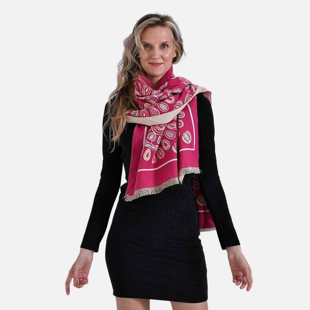 Closeout Deal Super Soft Shawl (One Size) - Red Based with Multi Flowers
