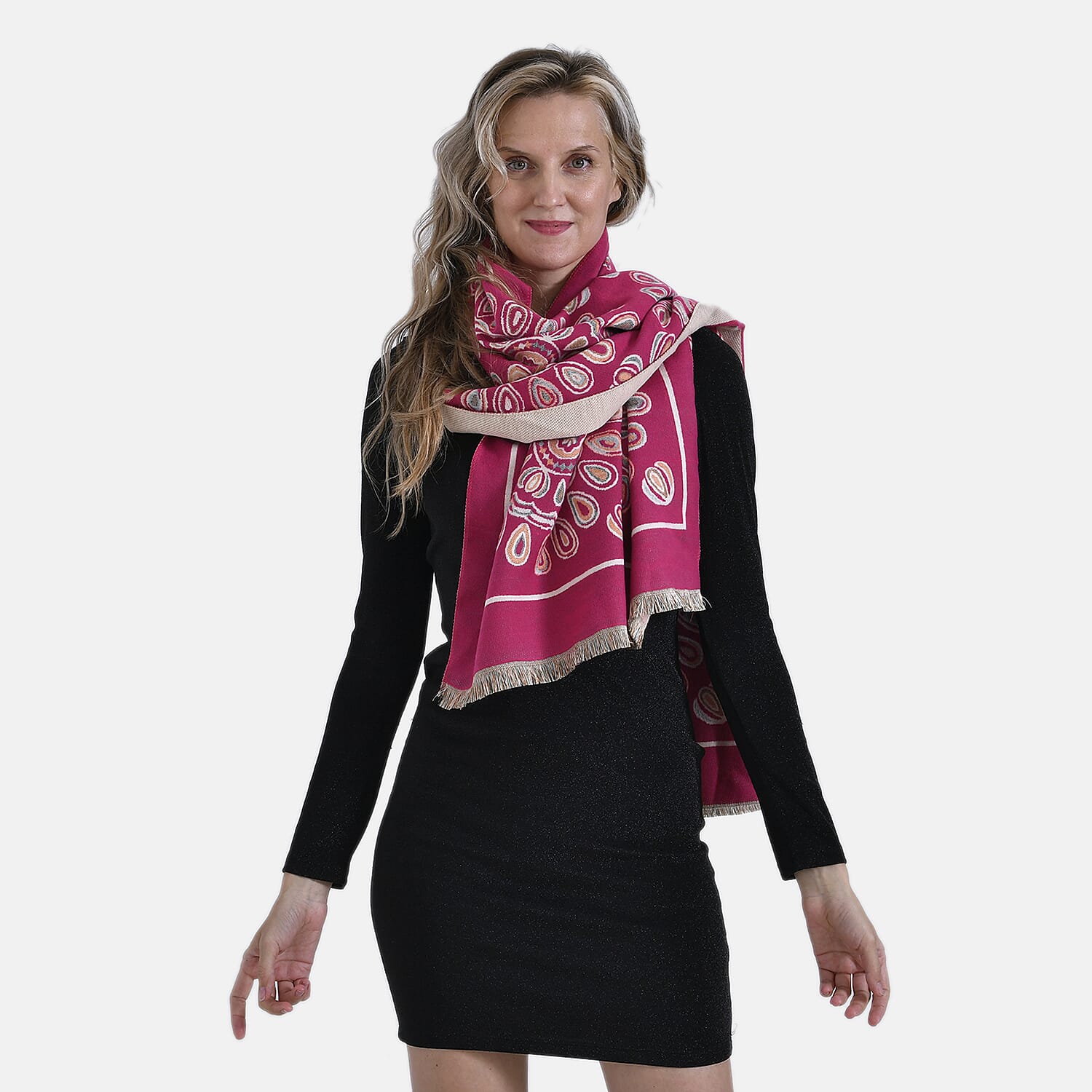 Closeout Deal Super Soft Shawl (One Size) - Red Based with Multi Flowers