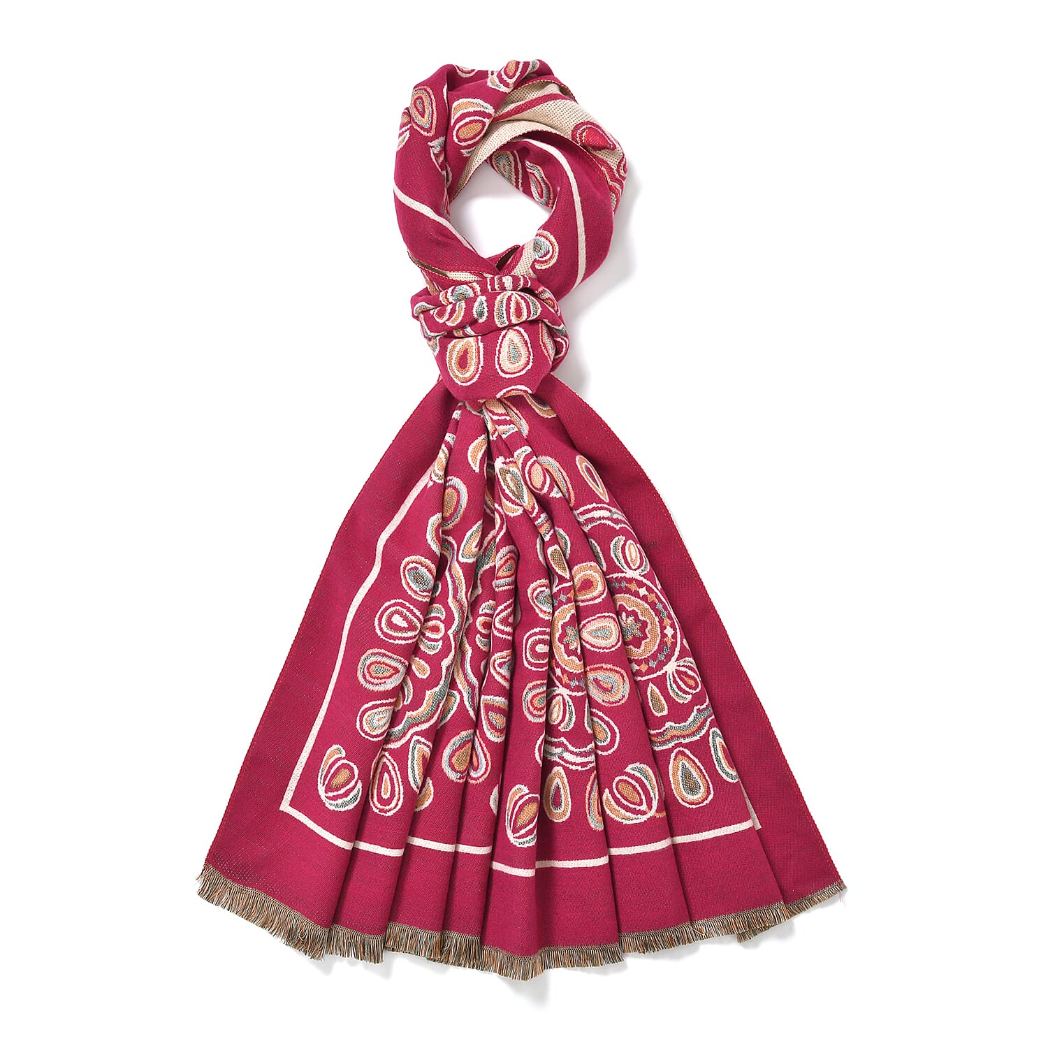 Closeout Deal Super Soft Shawl (One Size) - Red Based with Multi Flowers