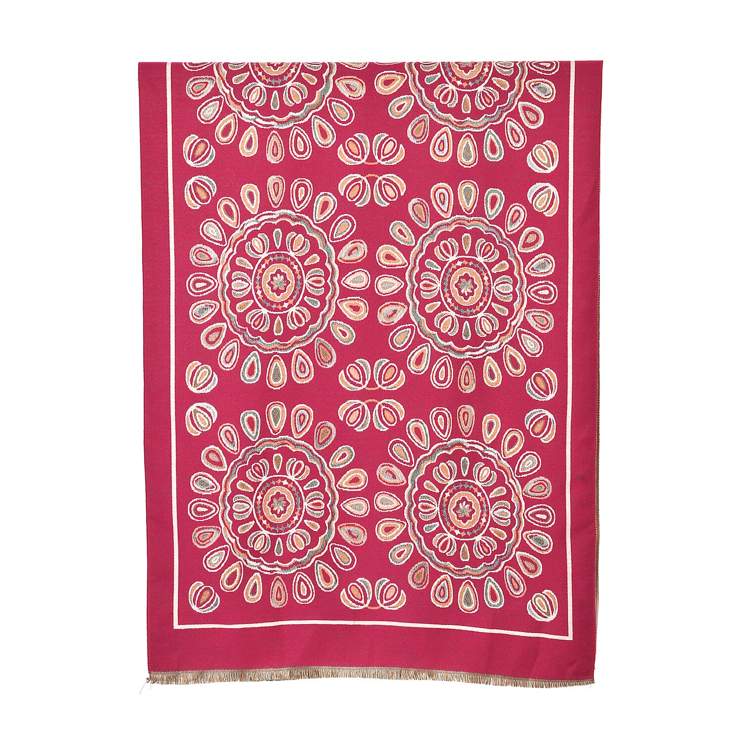Closeout Deal Super Soft Shawl (One Size) - Red Based with Multi Flowers