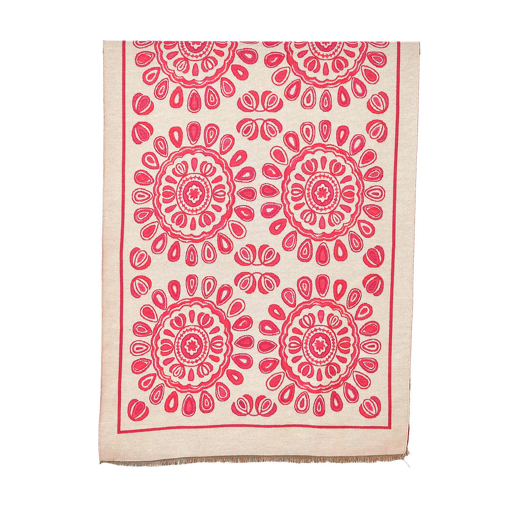 Closeout Deal Super Soft Shawl (One Size) - Red Based with Multi Flowers