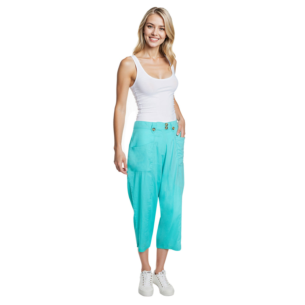 Charlotte West Linen Woven Jean and Pant/Trouser - Pool Blue_7936752