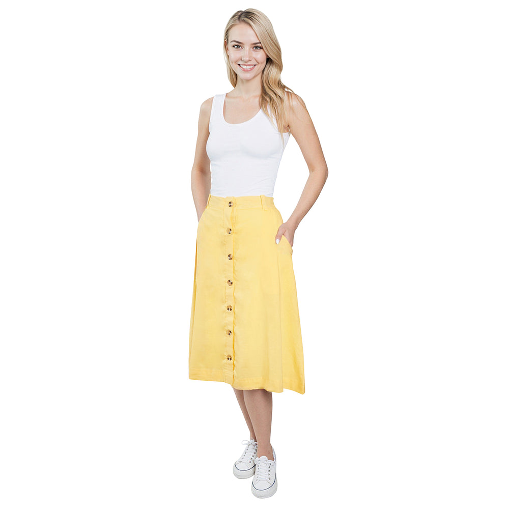 Charlotte West Linen Woven Skirt - Lemon_7936950