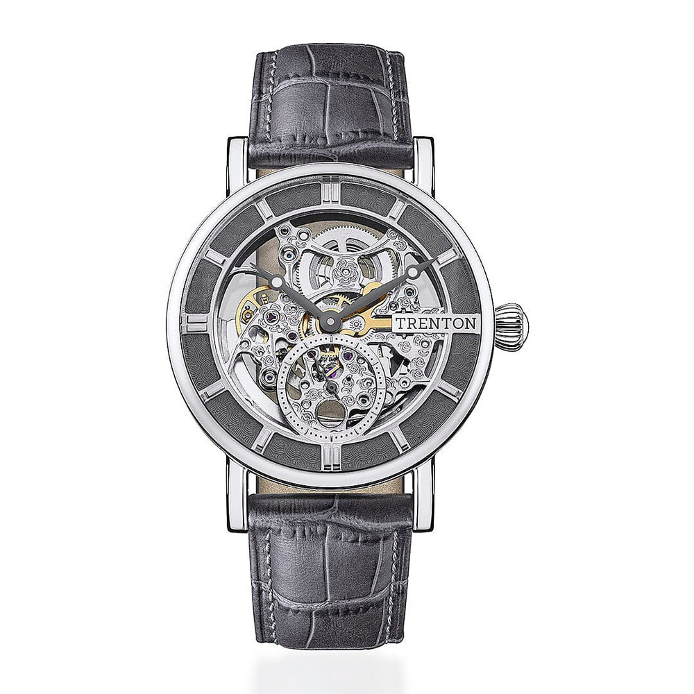 Trenton -  The Herald Automatic Skeleton Watch with Leather Strap With Lifetime Warranty_7951146