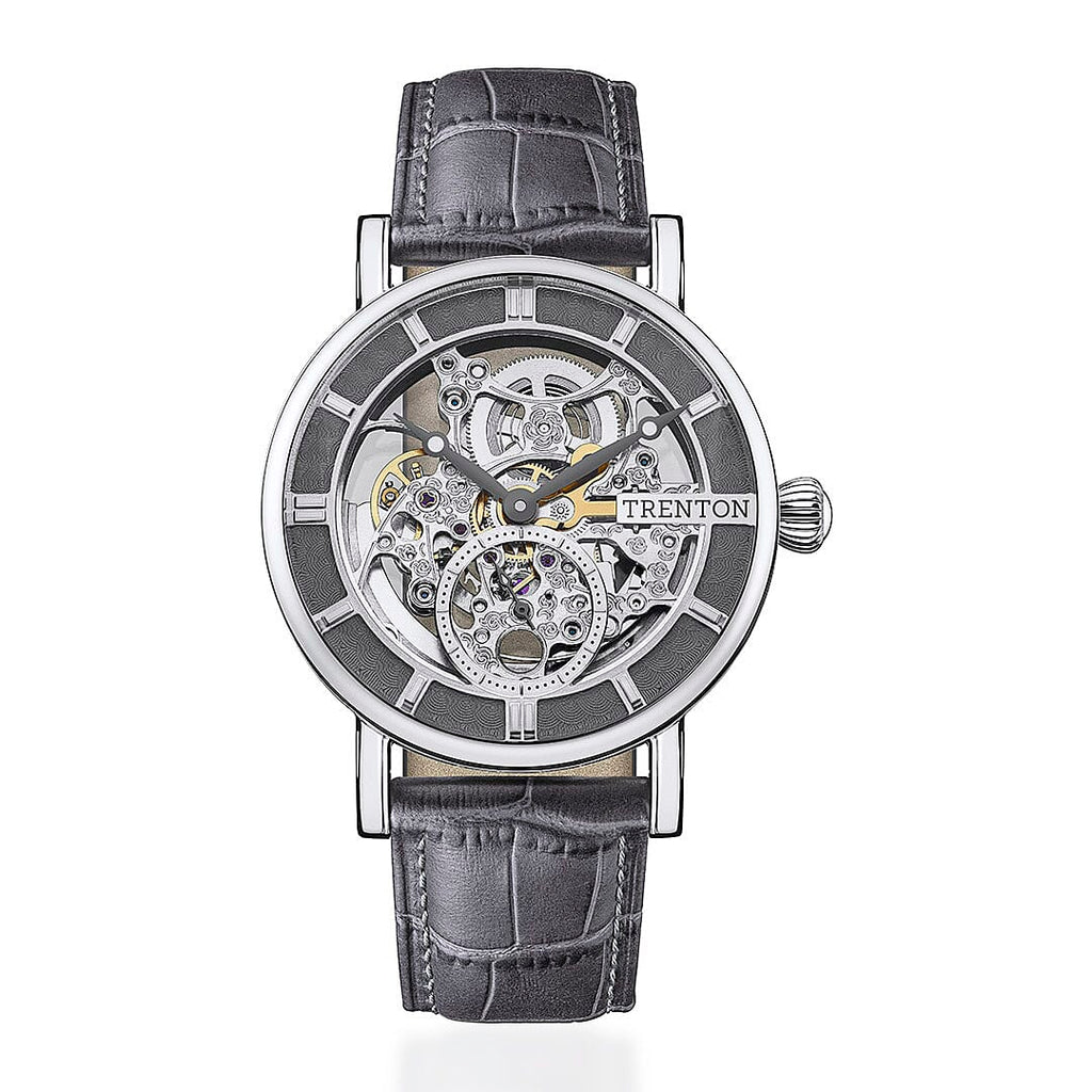 Trenton -  The Herald Automatic Skeleton Watch with Leather Strap With Lifetime Warranty_7951146