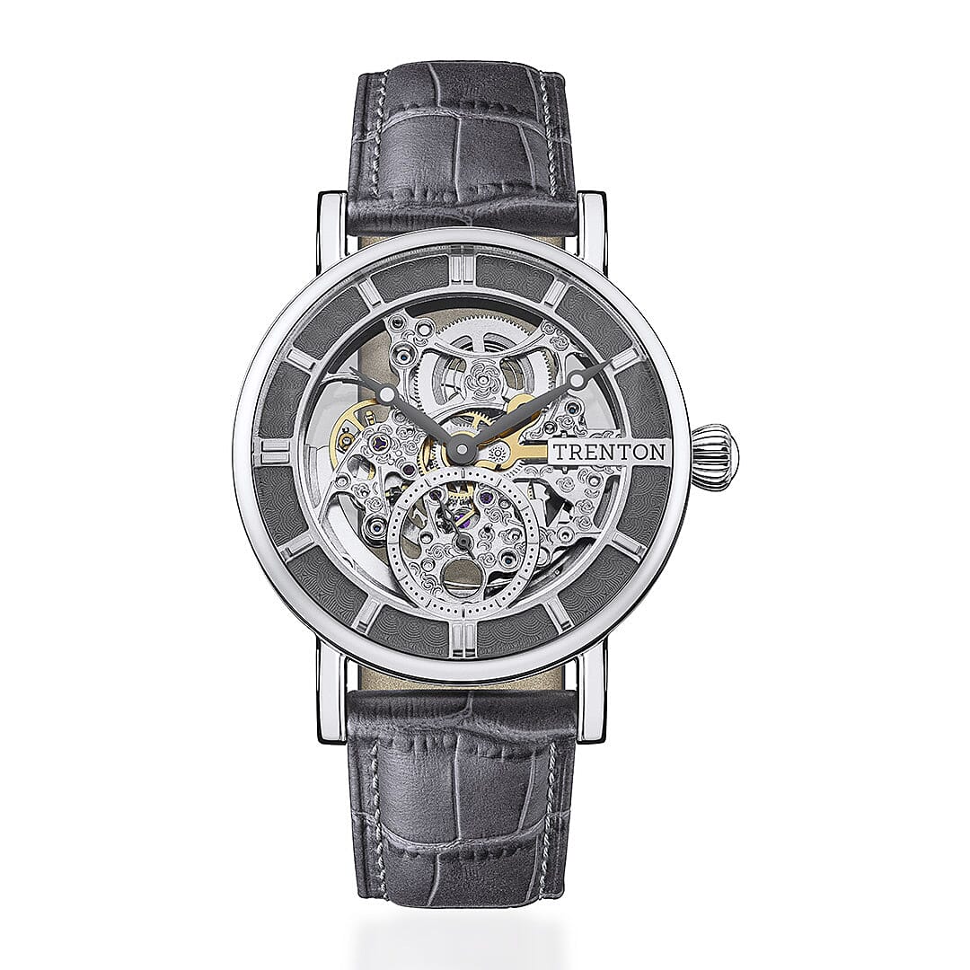 Trenton -  The Herald Automatic Skeleton Watch with Leather Strap With Lifetime Warranty_7951146