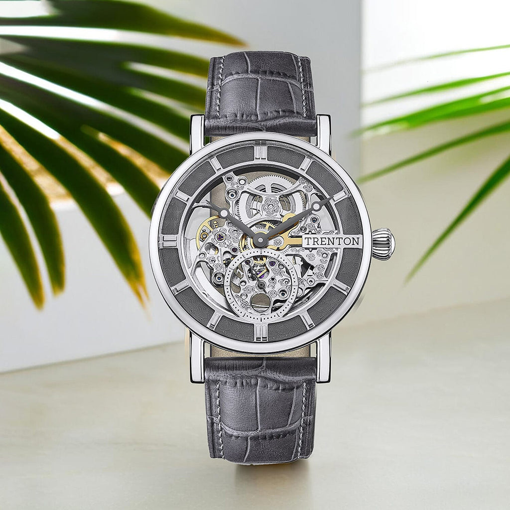 Trenton -  The Herald Automatic Skeleton Watch with Leather Strap With Lifetime Warranty_7951146_2