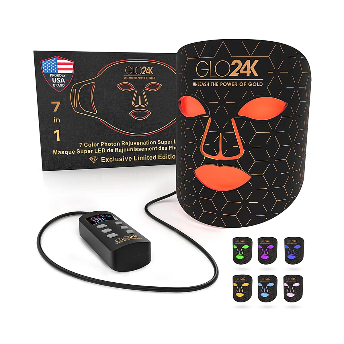 Glo24K BIGGEST DEAL - 7 Colour LED Photon Rejuvenation Super Mask - Lifetime Warranty