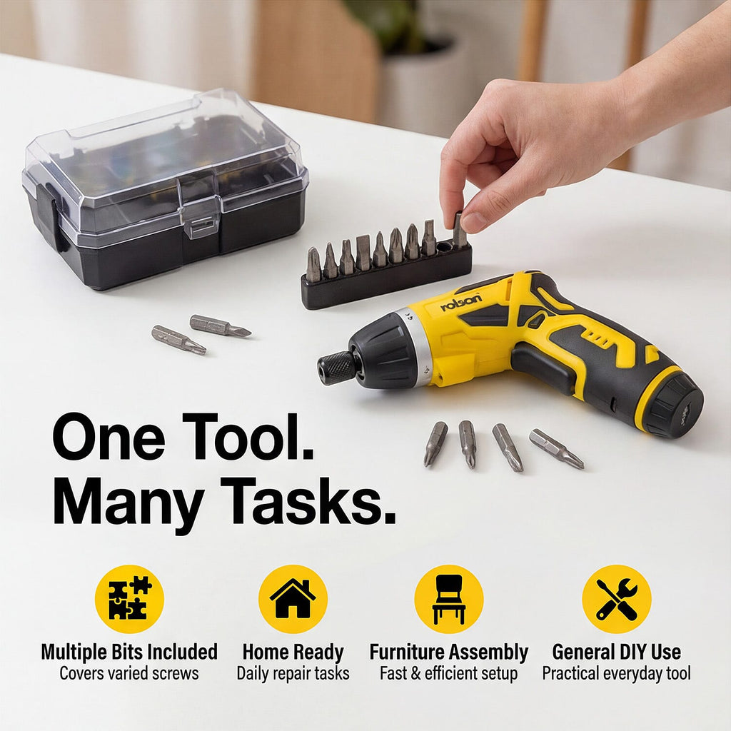 Bm Screwdrivers Rolson Set Rolson 3.6v Li-on Cordless Screwdriver and Bits Accessory Set – Idealworld