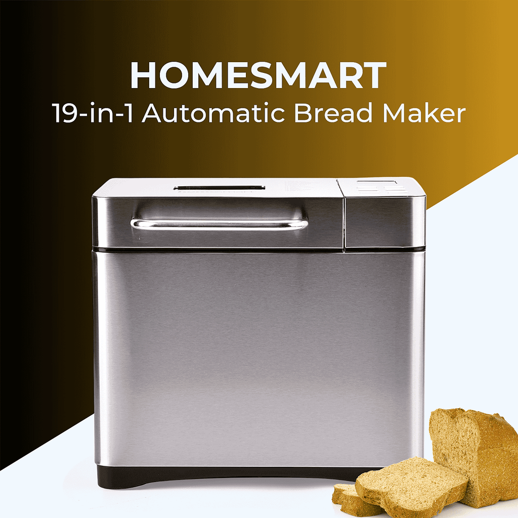 Homesmart 19 in 1 Automatic Bread Maker Machine with LCD - All Breads, Cakes, Jams, Yoghurts, Rice (15 hour Timer) - Non Stick Bowl