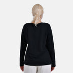 La Marey 100% Cotton V-Neck Long Sleeve Classic Top (Size 24 to 26) - Black_7968721_1