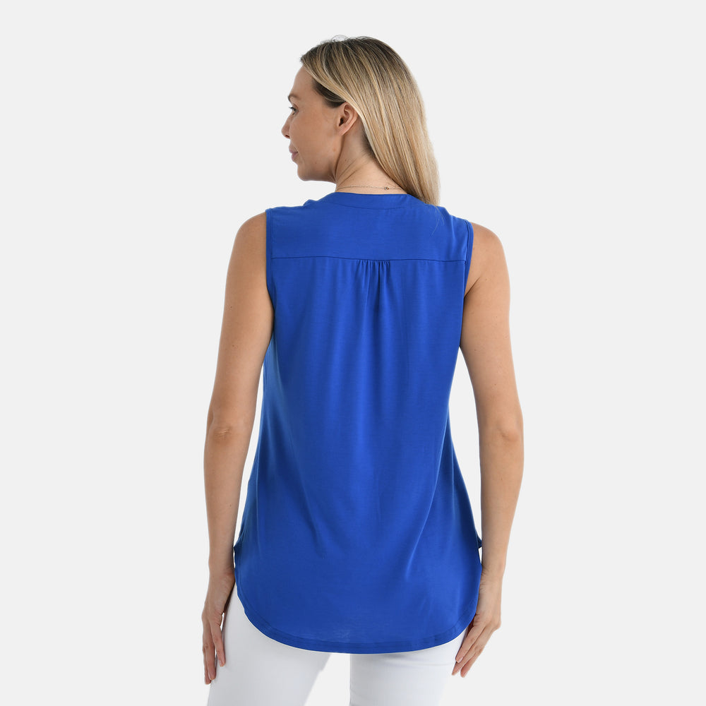 Tamsy Sleevless Relax Fit Blouse (Size S, 8-10) - Royal Blu E_7970151_2