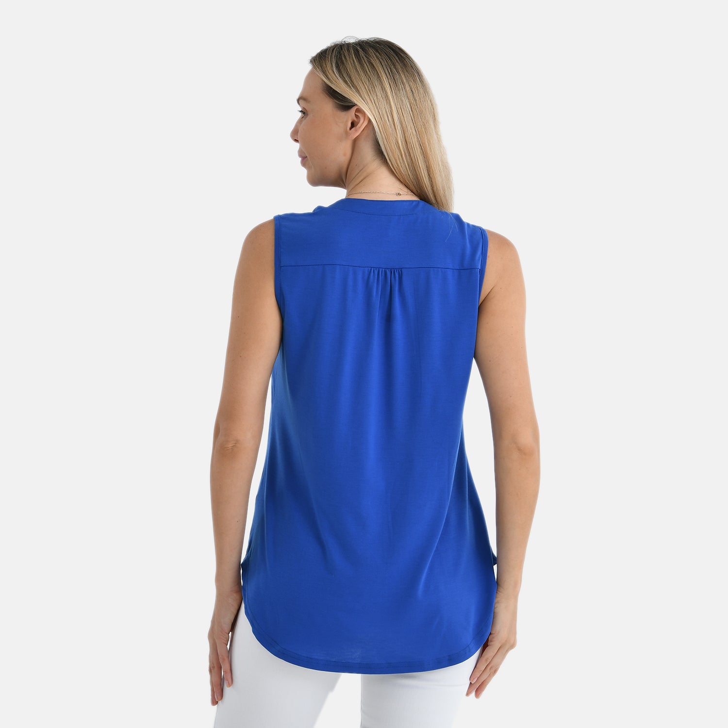 Tamsy Sleevless Relax Fit Blouse (Size S, 8-10) - Royal Blu E_7970151_2