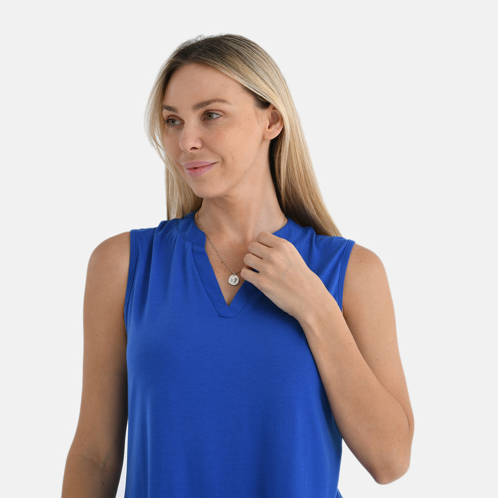 Tamsy Sleevless Relax Fit Blouse (Size S, 8-10) - Royal Blu E_7970151_4