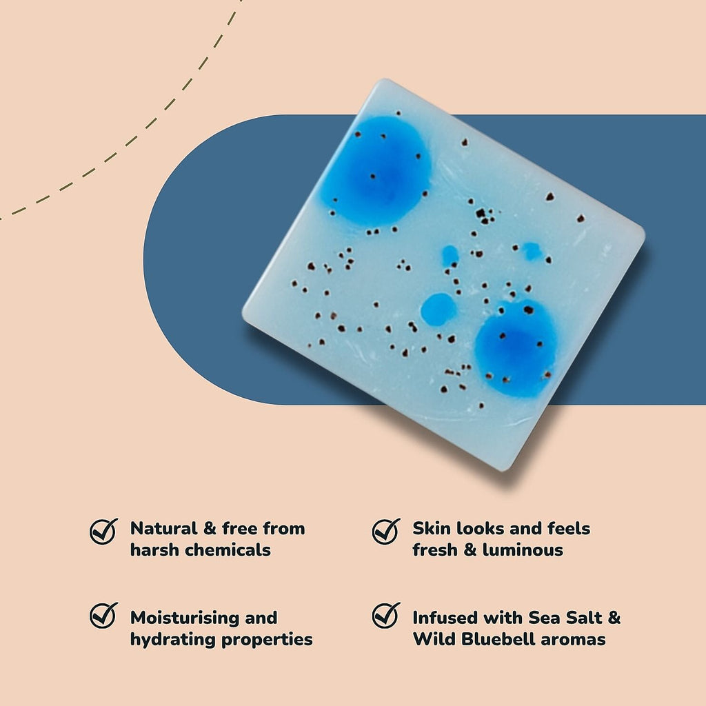 Marigold & Lotus Set of 2 Gentle Clean Scented Soap & Sponge - Sea Salt & Wild Bluebell