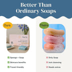 Marigold & Lotus Set of 2 Gentle Clean Scented Soap & Sponge - Sea Salt & Wild Bluebell