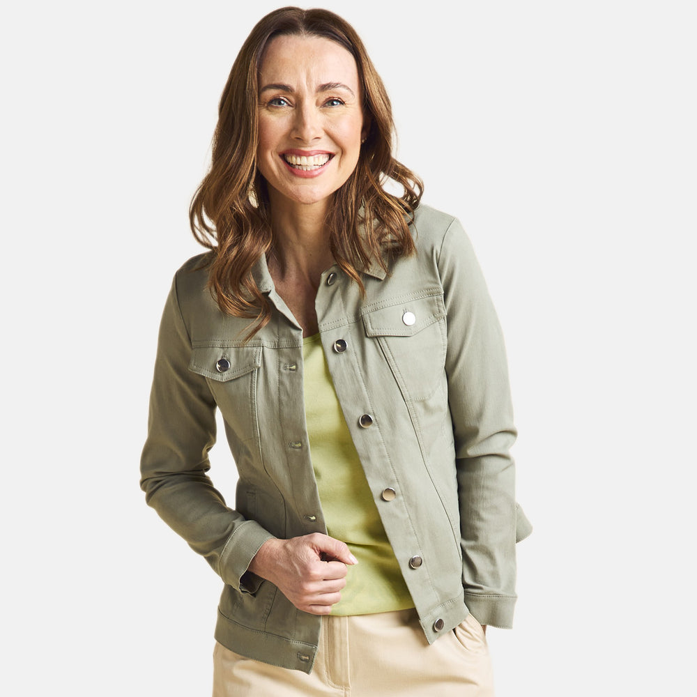 Emreco Stretch Jean-Style Jacket (Size 16) - Lt Khaki_7972847