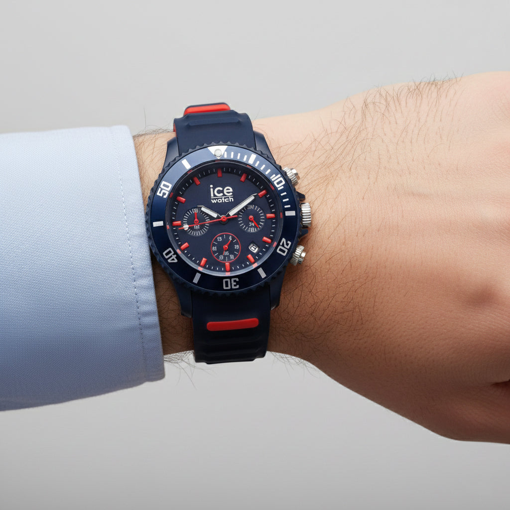 Ice Watch - Ice Chrono Trilogy Watch Dark Blue and Red Chronograph Watch with 10ATM Water Resistancy_7977178_2
