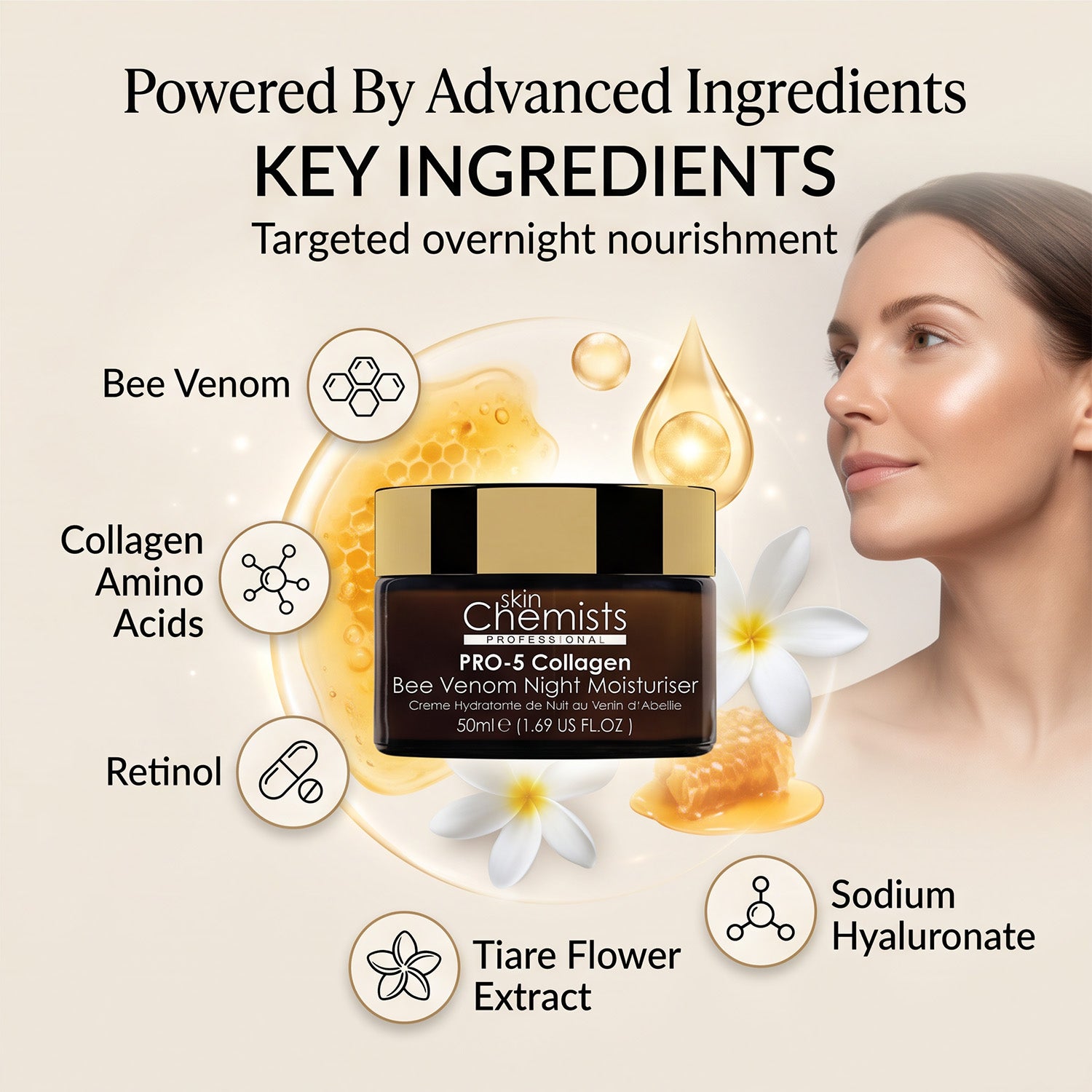 SkinChemists Advanced Bee Venom Night Moisturiser - 50ml