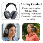 Wireless Bluetooth Headphone with Noise Cancellation - Black