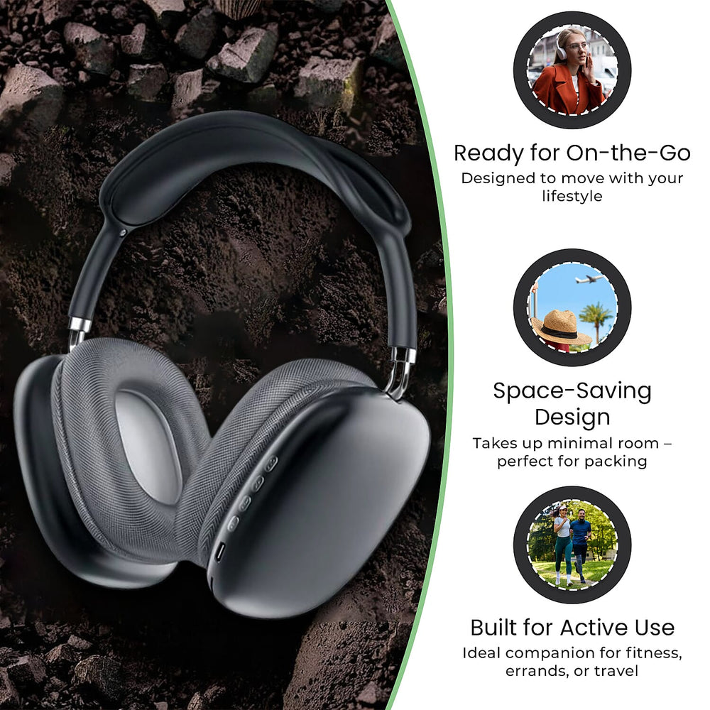 Wireless Bluetooth Headphone with Noise Cancellation - Black