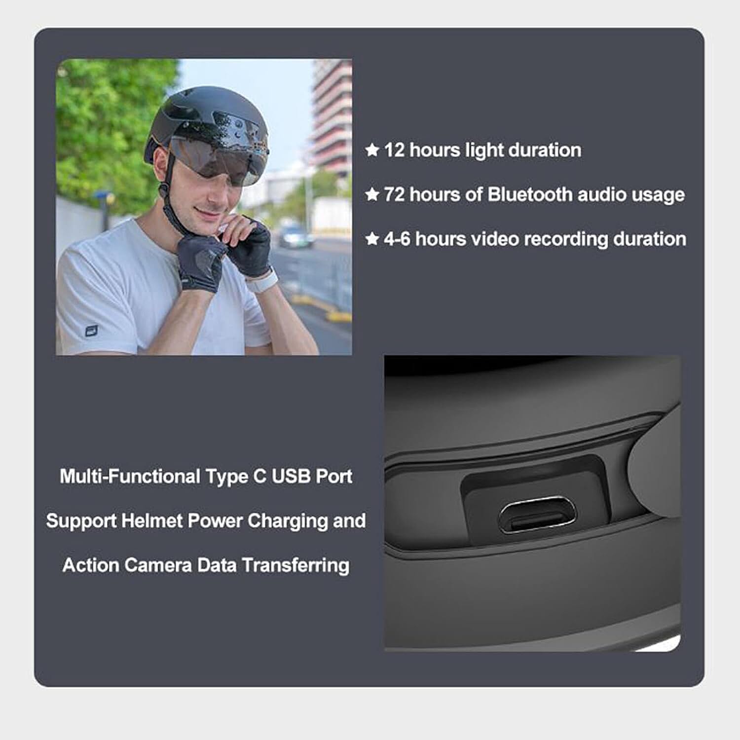 Smart Electric Helmet with Turn Signals - Auto Brake Detection