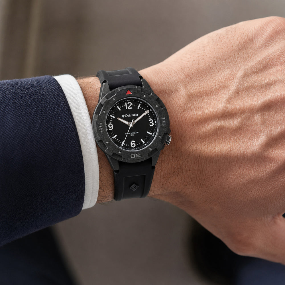 Columbia Trailhead Quartz Movt. Black Dial Mens Watch with Black Silicone Starp_7992277_1
