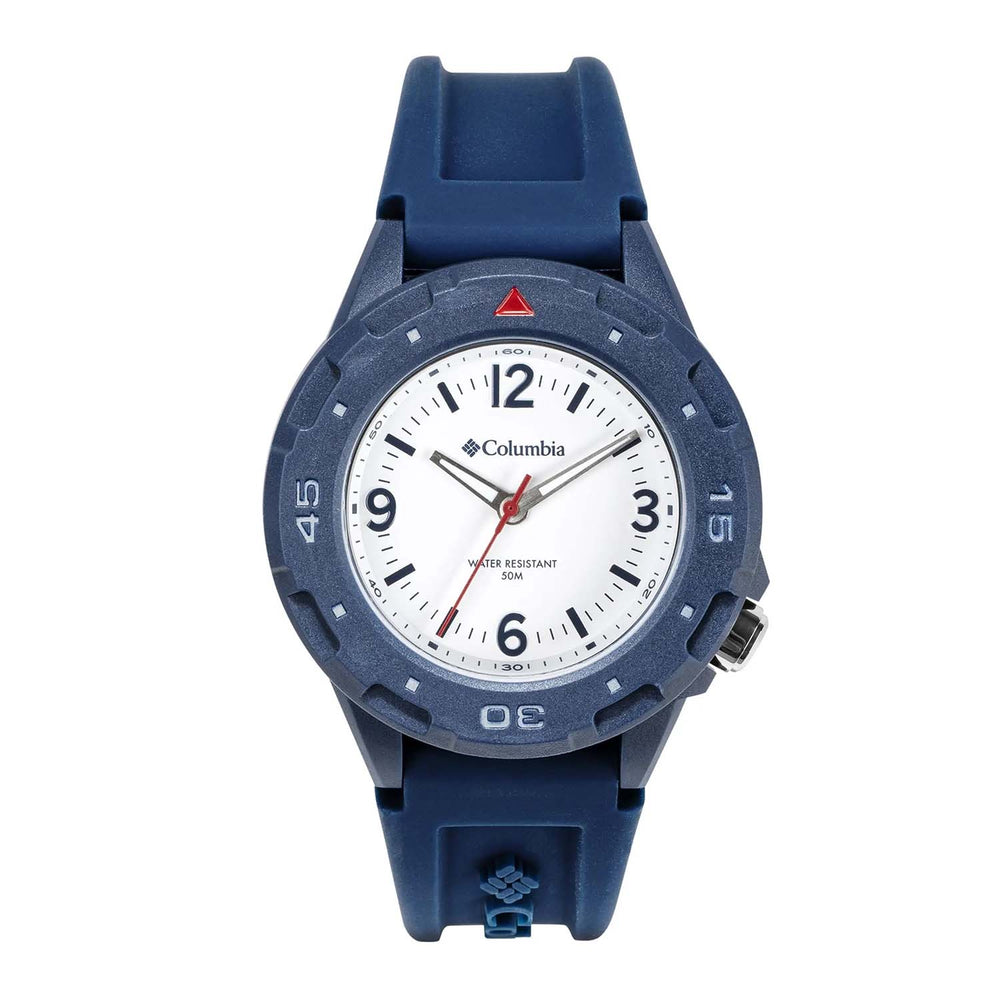 Columbia Trailhead Quartz Movt. White Dial Mens Watch with Blue Silicone Starp_7992284