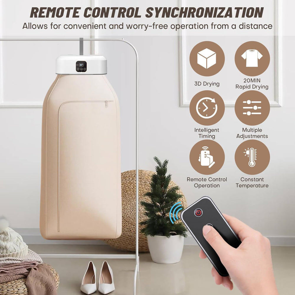 Hanging Foldable Clothes Dryer with Sterilizer and Remote Control - White_8018979_2