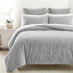 Sleep-Snuggle Luxurious Teddy Fleece Super Soft Warm and Cosy Duvet Cover with Pillow Case (Size Single) - Silver