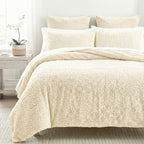 Sleep-Snuggle Luxurious Teddy Fleece Super Soft Warm and Cosy Duvet Cover with Pillow Case (Size Single) - Cream