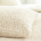 Sleep-Snuggle Luxurious Teddy Fleece Super Soft Warm and Cosy Duvet Cover with Pillow Case (Size Single) - Cream