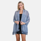 Closeout Deal New Arrival Lace Design on Edges Scarf (Size - One Size) - Blue_8019659_1