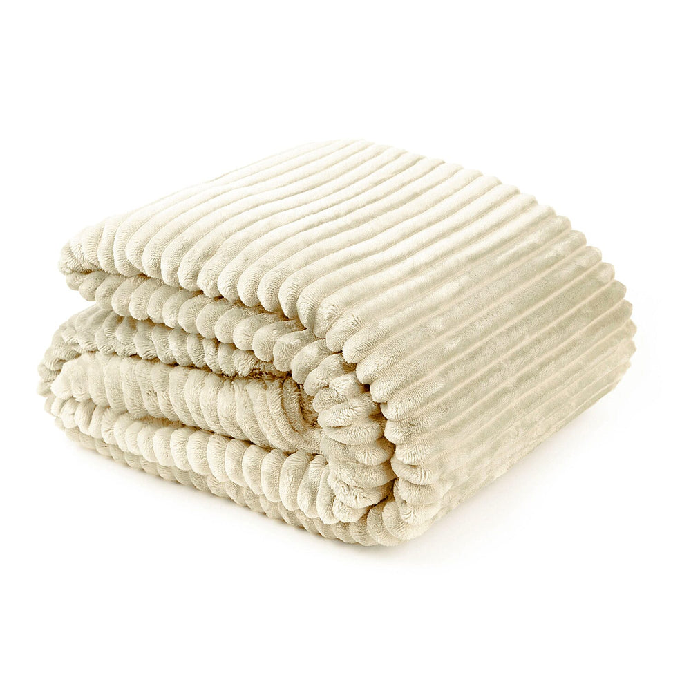 Dakota Super Soft Flannel Fleece Throw Blanket (Size 180x140) - Cream