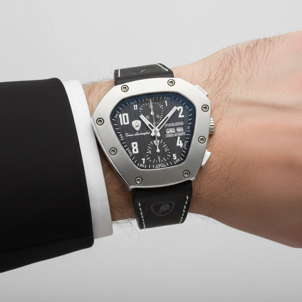 Tonino Lamborghini Spyderleggero Titanium TLFT07 with Swiss Made Automatic Sellita SW500 Chronograph with 25 Jewels, Sapphire Crystal Glass and 10atm_8020854_2
