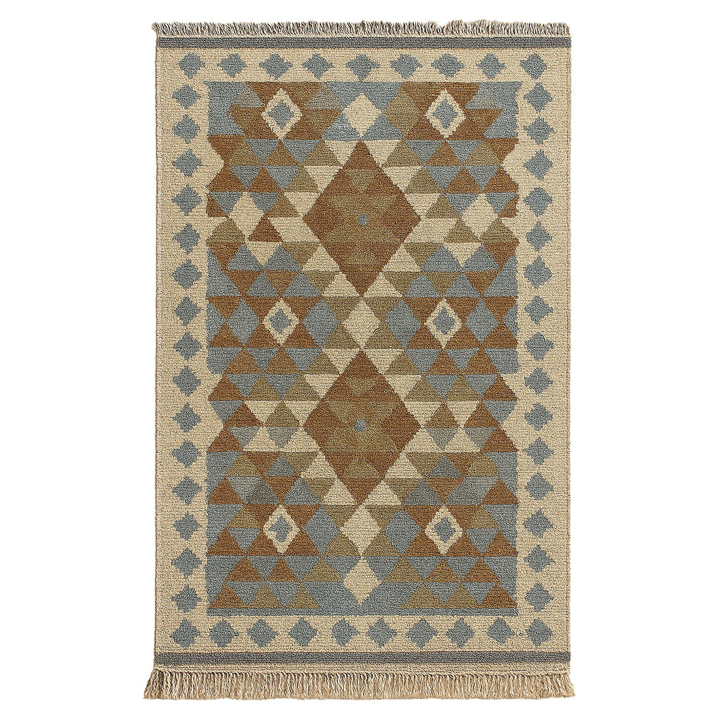 Geometric Pattern Kilim Rugs Ready Stock (Size 125x80 cm) - Grey - Brown