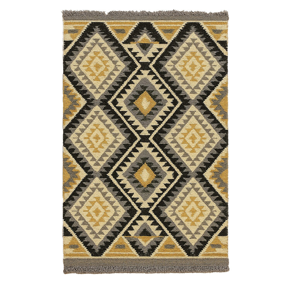 Geometric Pattern Kilim Rugs Ready Stock (Size 125x80cm) - Brown - Beige