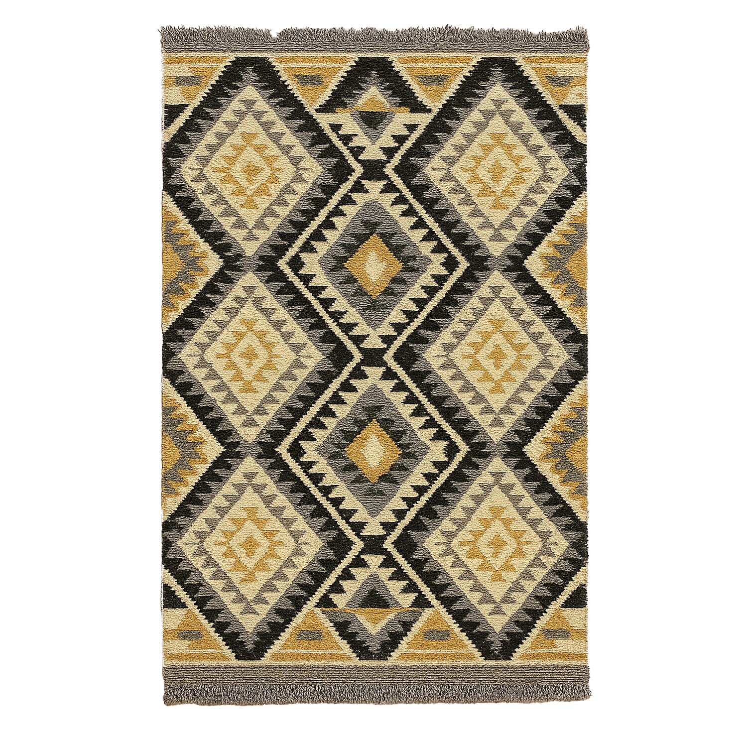 Geometric Pattern Kilim Rugs Ready Stock (Size 125x80cm) - Brown - Beige