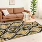 Geometric Pattern Kilim Rugs Ready Stock (Size 125x80cm) - Brown - Beige