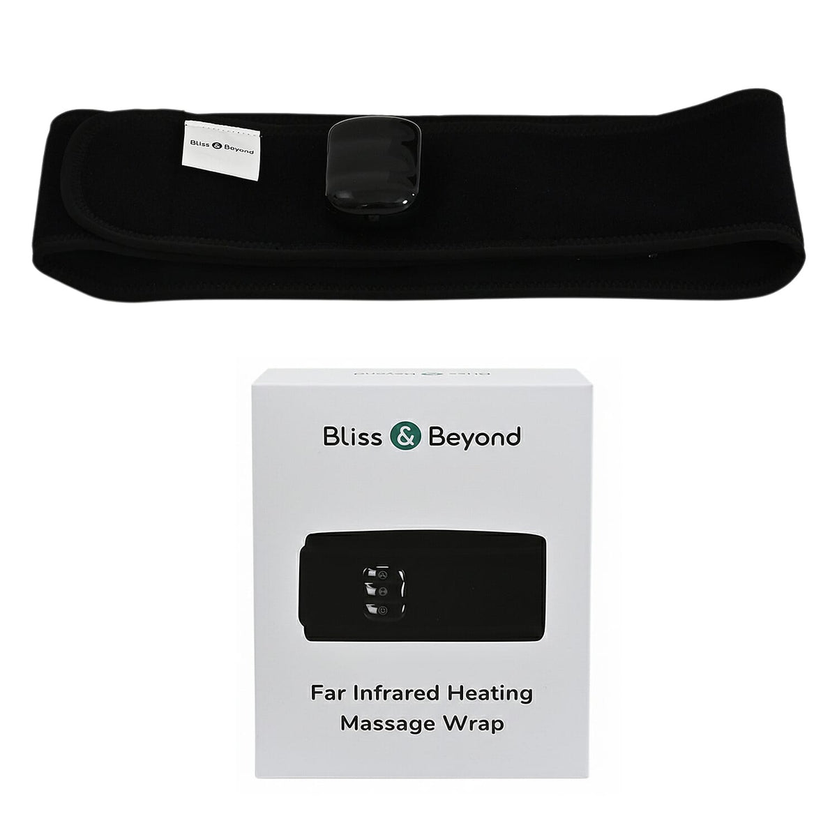 Bliss and Beyond Infrared Heat and Vibration Massage Belt - Cordless Rechargeable Back - Waist Wrap, Fleece Thermal Therapy