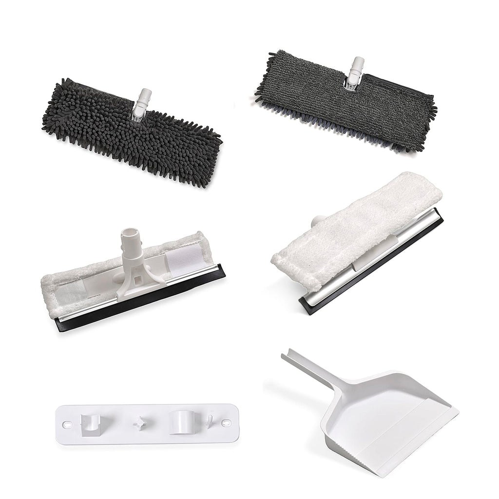 4-in1 Spray Mop - Including- Double Sided Mop Pad, Window Cleaning Head, Broom Head and Dustpan, 400ml Water Tank