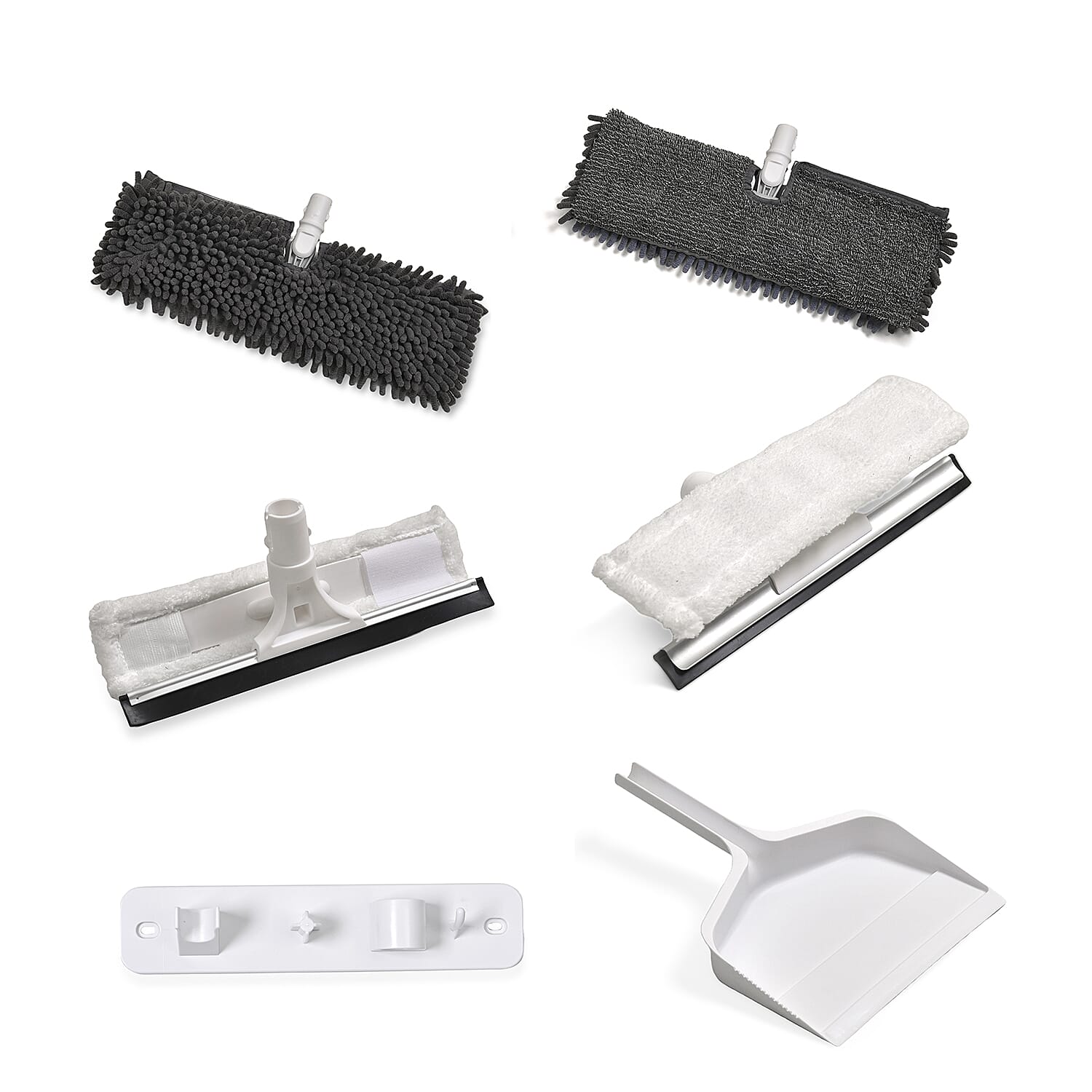 4-in1 Spray Mop - Including- Double Sided Mop Pad, Window Cleaning Head, Broom Head and Dustpan, 400ml Water Tank